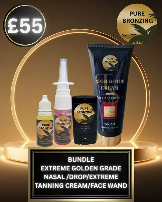 DELUX SIGNATURE BUNDLE extreme golden grade nasal-extreme golden grade drop- extreme accelerator cream-face wand